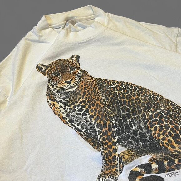 Vintage 80s Stedman San Diego Zoo Jaguar Graphic Single Stitch T Shirt Sz L 1987 - Picture 2 of 7